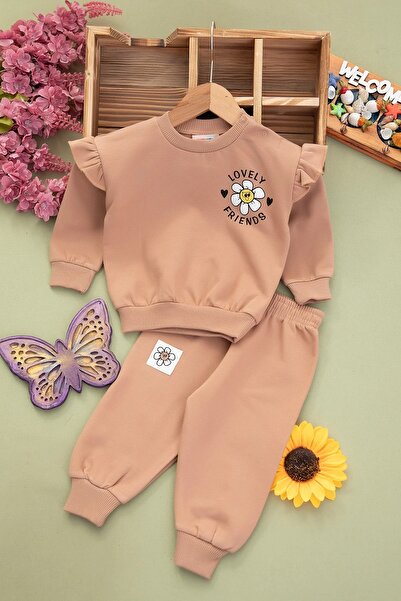 VEGAMOD طقم مكون من قطعتين للفتيات الصغيرات من الصوف المطبوع بألوان البابايا ...