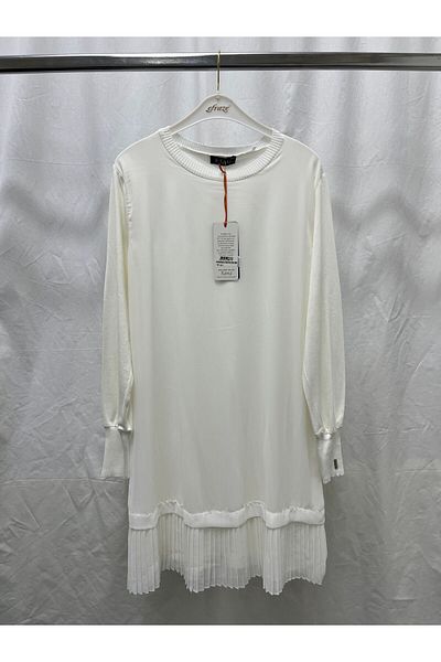 Zeynep Butik 90 cm Ornate Long Sleeve Chiffon Pleated Tunic - 877 1281