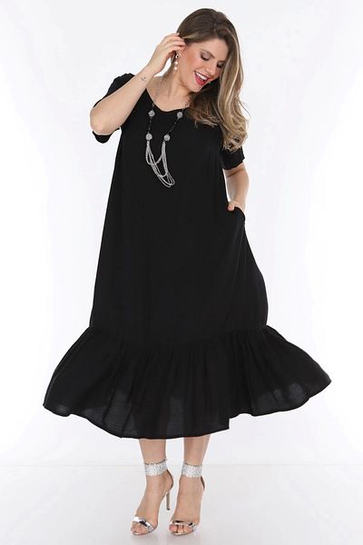 DEFNADA Γυναικείο φόρεμα Plus Size Μαύρο 1569