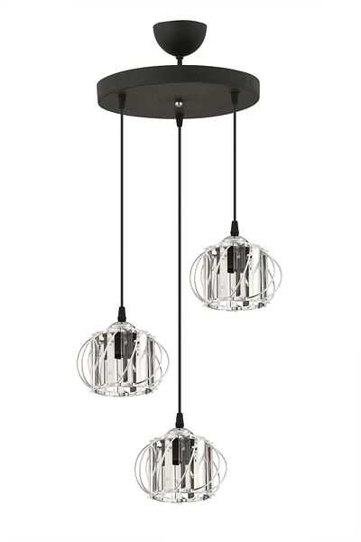 ESSLİGHT Clara 3-Piece Pendant Chandelier (Crystal Stone) Living Room Kitchen Bedroom Young Room Office
