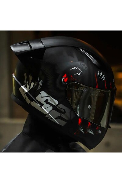 LS2 Rapid 2 Clawn Race Full Face Motosiklet Kaskı Yarış Spoiler Siyah Vizörlü