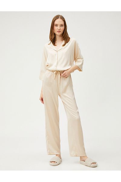 Koton Satin-Pyjamahose mit elastischem Bund und geradem Bein