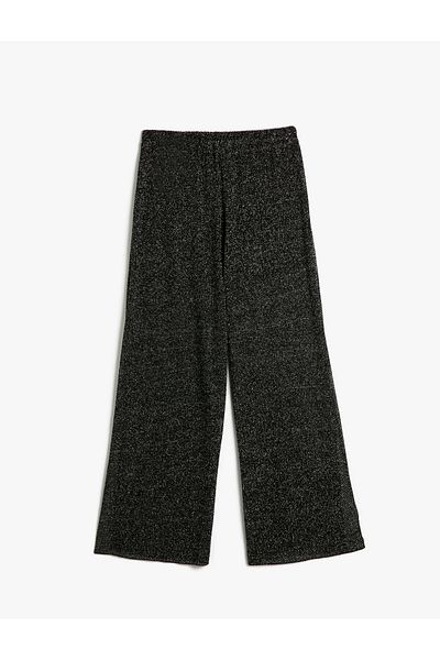 Koton Lurex Wide Leg Trousers with Slit Detail