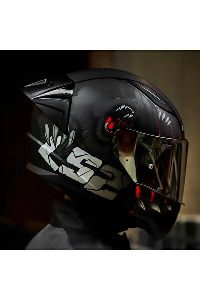 LS2 Rapid 2 Clawn Race Full Face Motosiklet Kaskı Yarış Spoiler Siyah Vizörlü