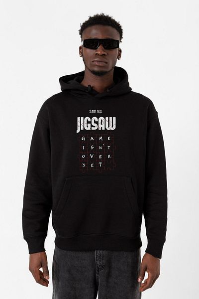 Tshirthane Jigsaw Game Μαύρο ανδρικό φούτερ με κουκούλα - Μοντέλο 3ip