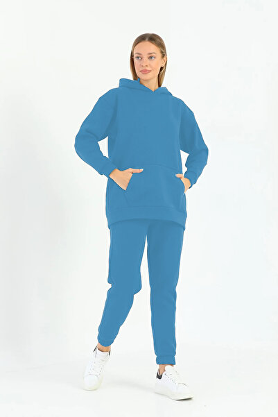 DaKa Set de trening din lână cu buzunar cangur cu 3 fire