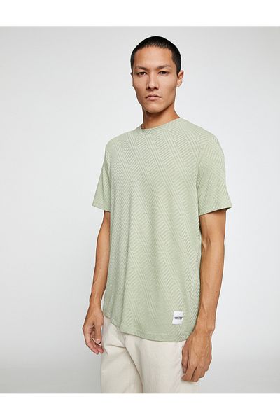 Koton Κοντό μανίκι Basic Jacquard T-Shirt Crew Neck