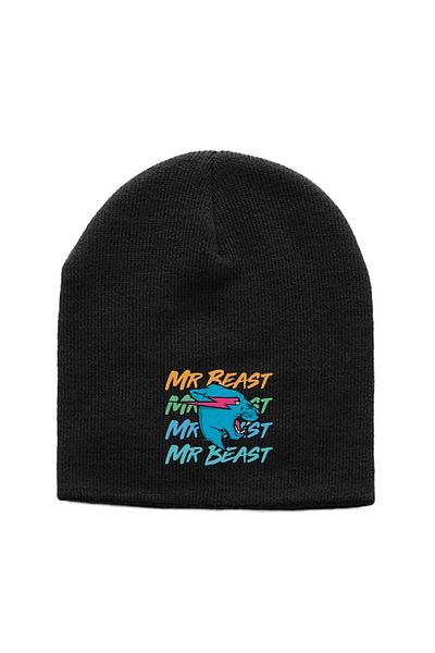 Tshirthane Черна плетена шапка Mr Beast Lettern