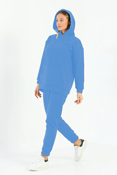 DaKa Set de trening din lână cu buzunar cangur cu 3 fire