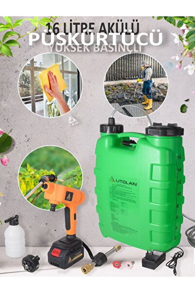 LITOLAN 16 Lt Bataryalı Yıkama Tabancası, Zirai Ilaçlama, Sulama, Püskürtme Pompası