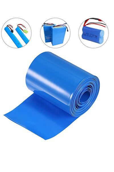 usin 1 Metre X 26 CM PVC Mavi Shrink Isı İle Daralan 18650 Pil Büzülme Kablo ...
