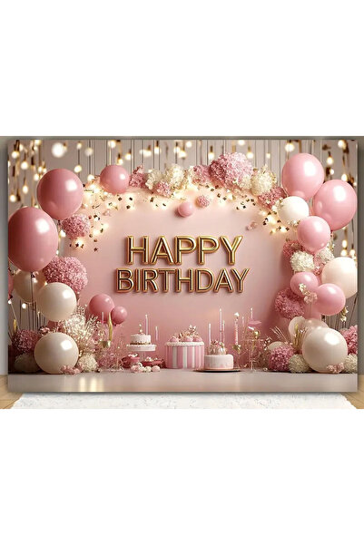 Xbedi Doğum Günü Afiş Pembe Balonlu 100x70 cm