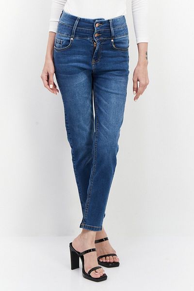 Guess Women Skinny Fit Solid Stretchable Jeans, Blue
