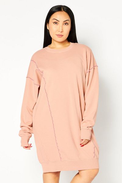 Diesel Women Textured Mini Casual Sweater Dress, Nude Pink