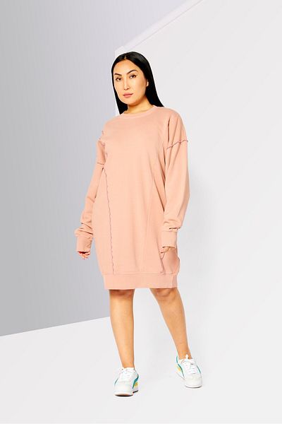 Diesel Women Textured Mini Casual Sweater Dress, Nude Pink