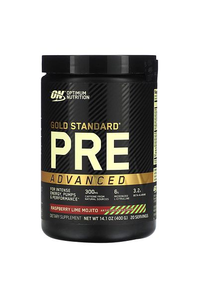 Optimum Nutrition Gold Standard Pre Advanced, Raspberry Lime Mojito, 20