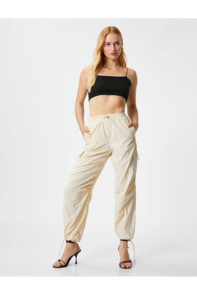 Koton Parachute Trousers with Elastic Waist Stopper Detail and Pockets