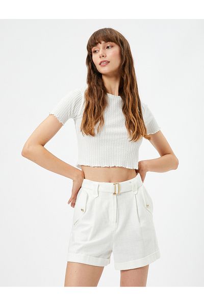 Koton Crop Camisole T-Shirt Crew Neck