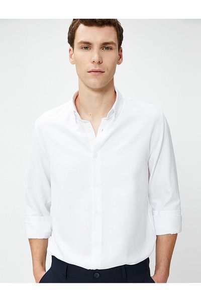 Koton Slim Fit Shirt Classic Collar Long Sleeve Buttoned Non Iron