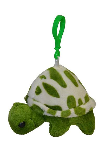 SELAY TOYS Green and White Patterned Plush Sleeping Turtle - Keychain 1534