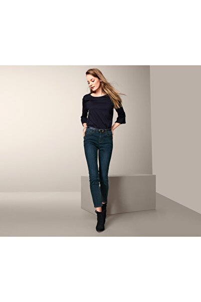 Tchibo Women Slim Fit Ankle Length Jeans, Dark Blue Denim