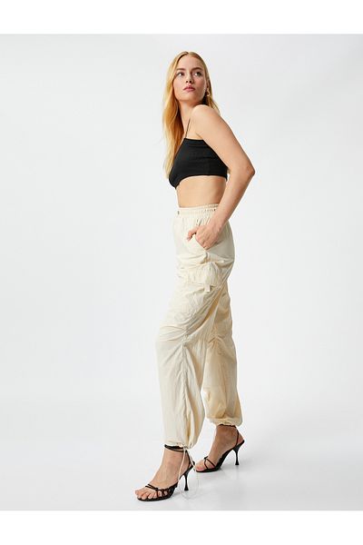 Koton Parachute Trousers with Elastic Waist Stopper Detail and Pockets