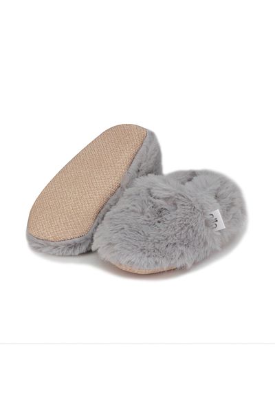 Ella Bonna Gray Organic Baby Booties - Non-Slip Sole and Soft Feather Home Boots