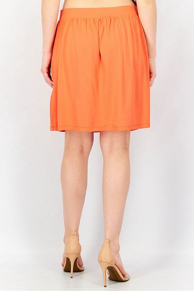 Esprit Women Solid Drawstring Midi Skirt, Orange
