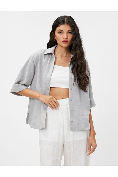 Koton Oversize Shirt Short Sleeve