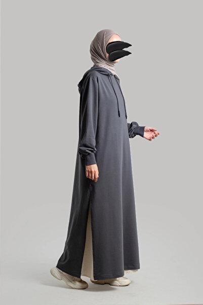 Lemaye Düz Kapşonlu Sweat – Füme - Füme