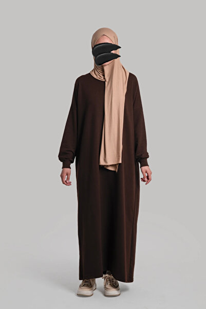 Lemaye Spor Sweat Elbise - Acı Kahve