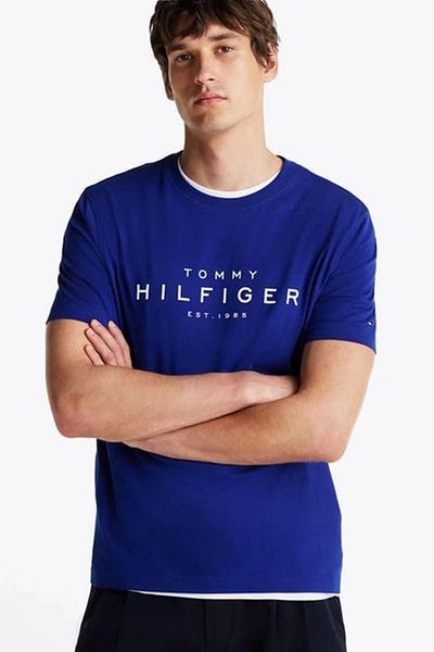 Tommy Hilfiger Men's Crew Neck Printed Casual Blue T-Shirt Mw0Mw37448-D03