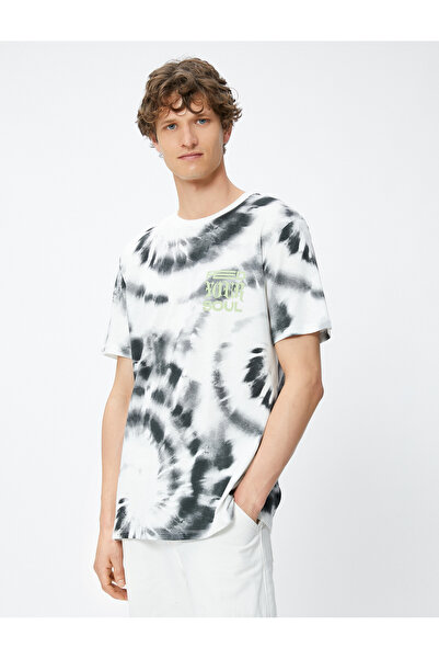 Koton Batik Look T-Shirt Slogan Printed Crew Neck