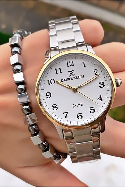 Daniel Klein Brand Yellow Silver Color Women's Wristwatch - Bracelet