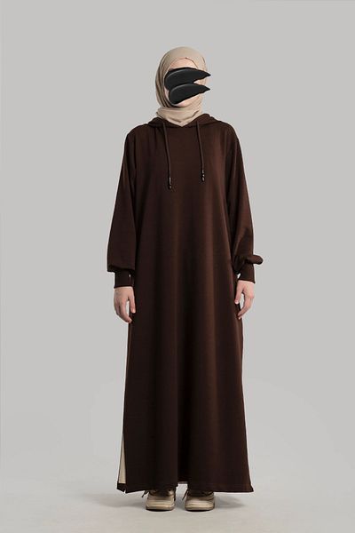 Lemaye Bitter Brown Plain Hooded Sweat