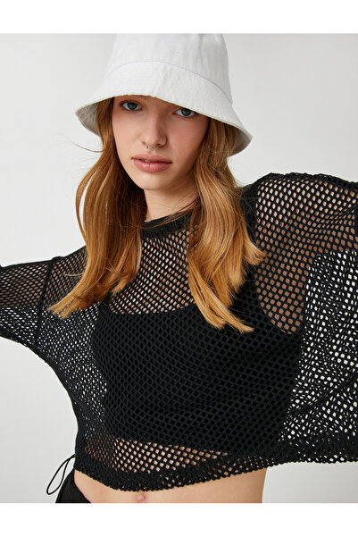 Koton Tricou cu mânecă lungă Mesh Knit Crop Crew Gate