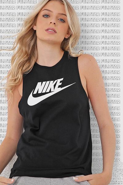 Nike Sportswear Futura Black Tank Women's Casual Style Sports Tank Top Black White