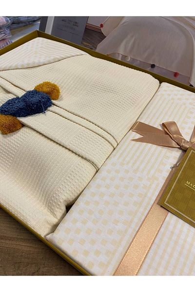 Sudemhome Double Pompom Cotton Dowry Pique Set Cream