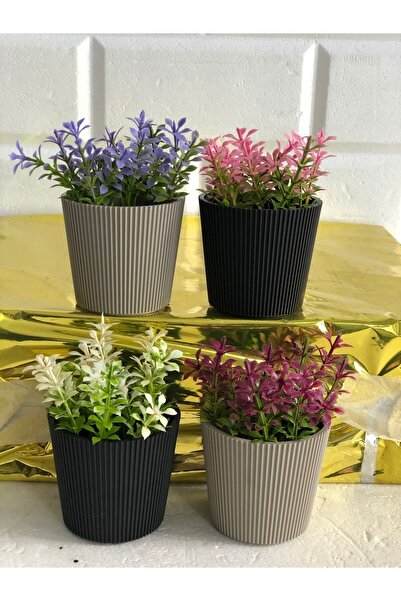 paris dünyası 2 Li Küçük Boy Plastik Saksıda Yapay Çiçek