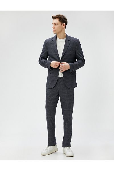 Koton Checked Trousers with Button Detail and Pockets