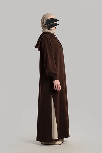 Lemaye Bitter Brown Plain Hooded Sweat