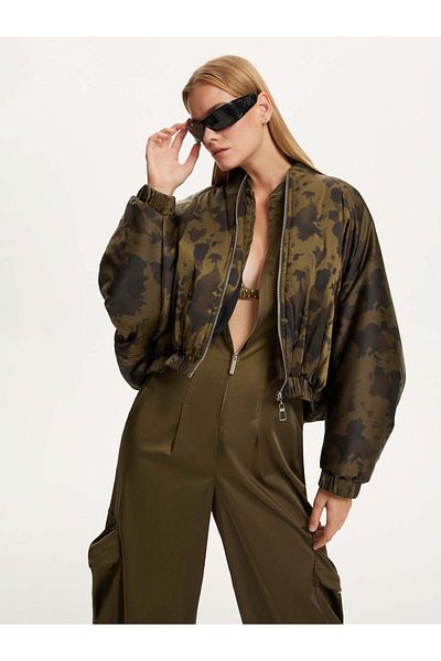Nocturne PATTERNED SATIN BOMBER JACKET
