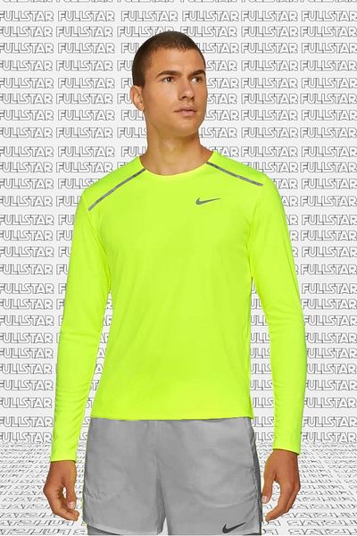 Nike Ανδρικό μπλουζάκι για τρέξιμο - μακρυμάνικο, κίτρινο μπλουζάκι Dry Miler