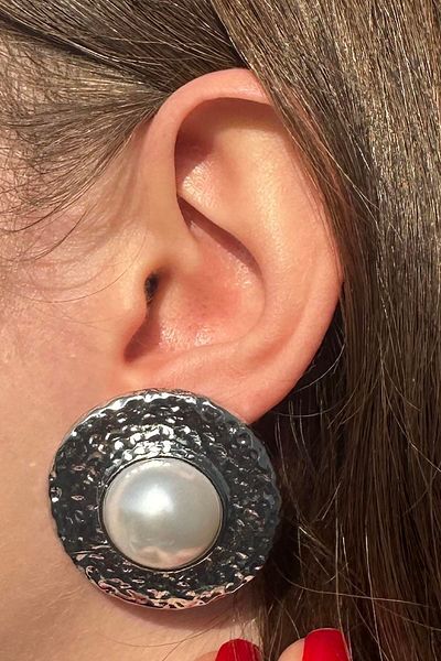 TAKIŞTIR Silver Color Pearl Detailed Design Earrings (Pair)