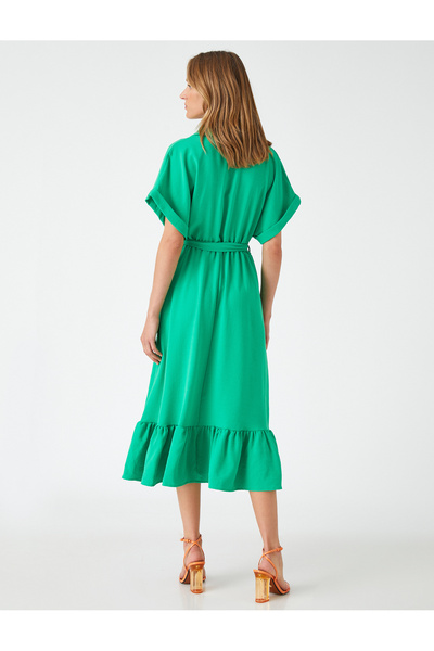 Koton Μίντι Φόρεμα Πουκάμισο γιακά Ζώνη