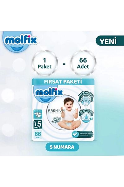 Molfix Premium Baby Diapers Ultra Opportunity Package 5 Sizes 11-18 kg 66 Pieces