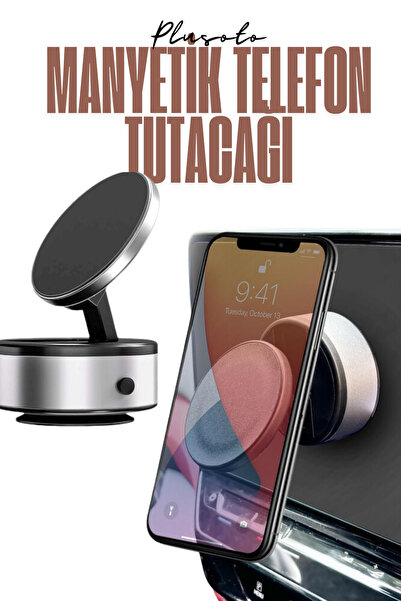 PlusOto Elektronik Vakumlu Manyetik Telefon Tutucu Araç İçi Telefon Tutucu, E...