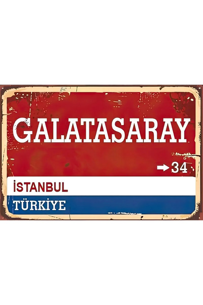 Galata Palace Istanbul Street Sign Look Retro Wooden Poster