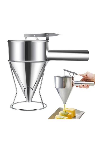 TT Tahtakale Toptancıları Hand Candle Pouring and Pastry Jelly Dispenser Hand Funnel with Stainless Steel Stand