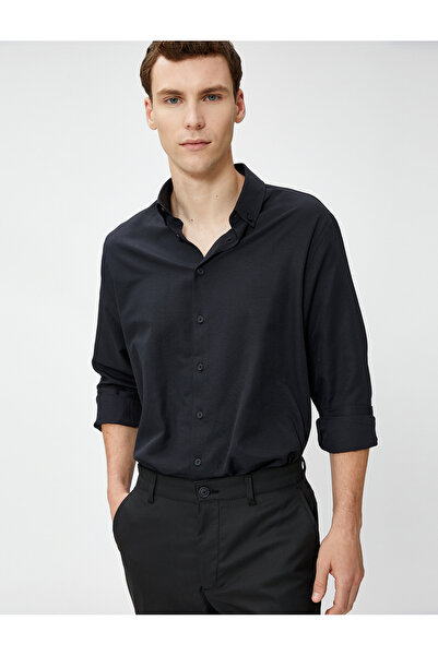 Koton Basic-Hemd, klassischer Manschettenkragen, lange Ärmel, geknöpft, bügelfrei